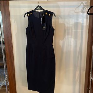 Brand new with tags, navy sleeveless Brooks Brothers w gold buttons shift dress